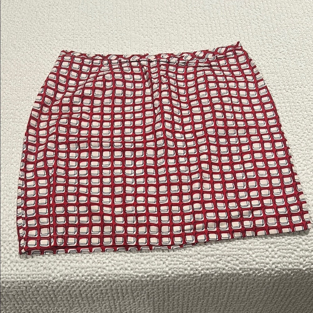 Old Navy Red and White Grid Mini Skirt Size 10